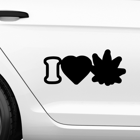 I Love Weed Aufkleber - Beispielansicht