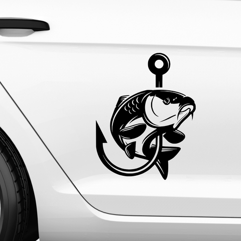 Karpfen mit Haken Aufkleber - Beispielansicht