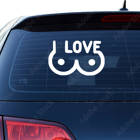 Love Boobs Aufkleber - Beispielansicht