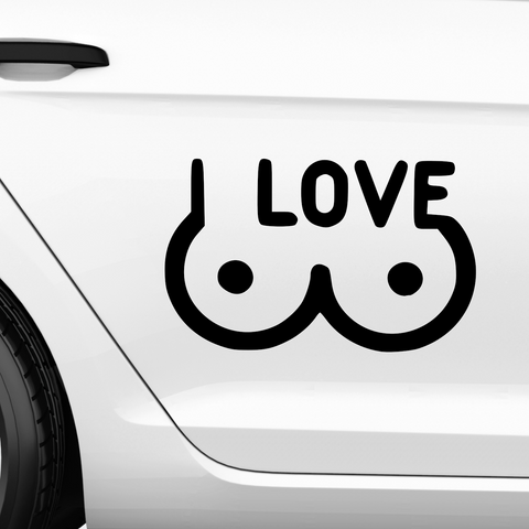 Love Boobs Aufkleber - Beispielansicht
