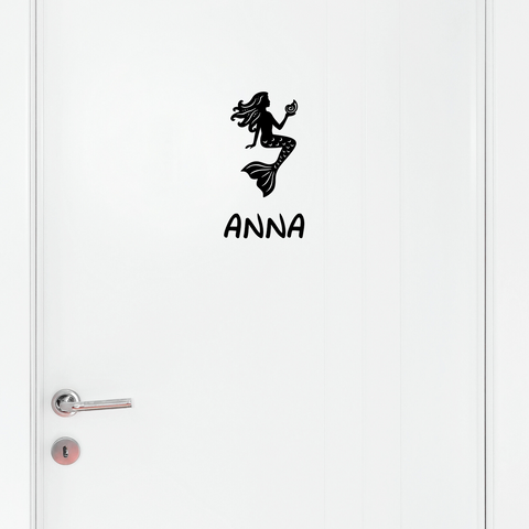 Meerjungfrau mit Wunschnamen Türbeschriftung Kinderzimmer - Beispielansicht
