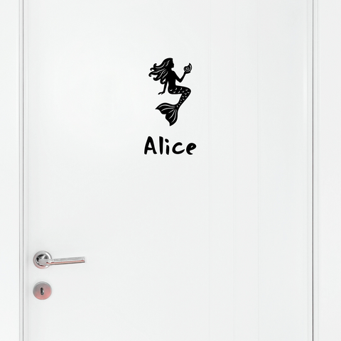 Meerjungfrau mit Wunschnamen Türbeschriftung Kinderzimmer