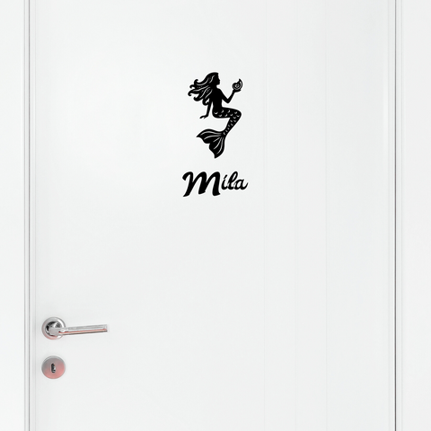 Meerjungfrau mit Wunschnamen Türbeschriftung Kinderzimmer - Beispielansicht