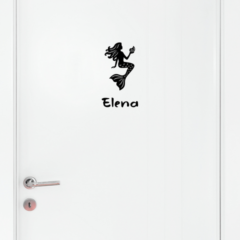 Meerjungfrau mit Wunschnamen Türbeschriftung Kinderzimmer - Beispielansicht