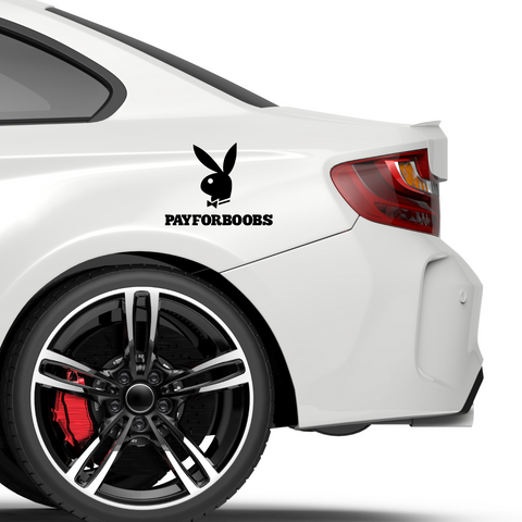 Pay for Boobs Fakelogo Aufkleber - Beispielansicht