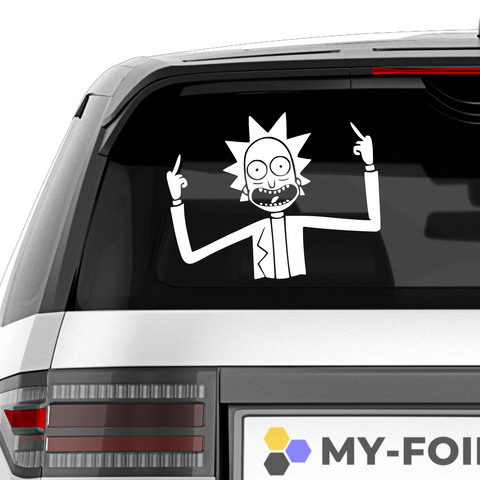 Rick Mittelfinger Aufkleber - Beispielansicht