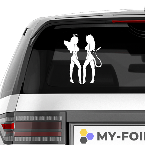 Sexy Engel und Teufel Aufkleber - Beispielansicht