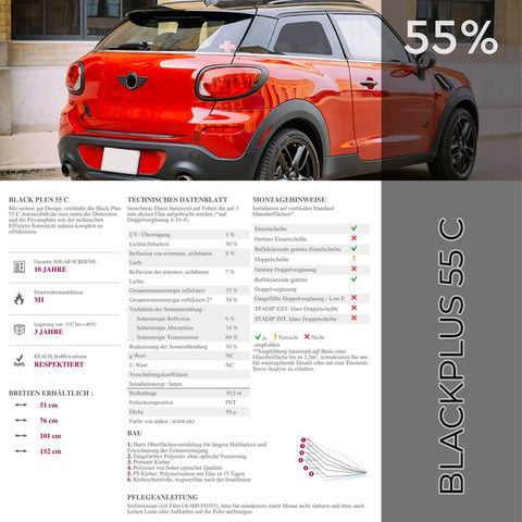 Auto-Tönungsfolie | Solar Screen® - Scheibentönung 55%