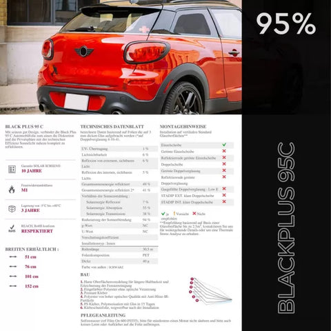 Auto-Tönungsfolie | Solar Screen® - Scheibentönung 95%