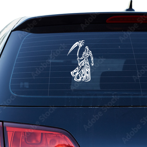 Tribal Sensenmann Aufkleber - Beispielansicht