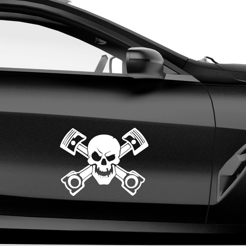 Tuning Aufkleber Totenkopf Kolben Nr 28 - Beispielansicht