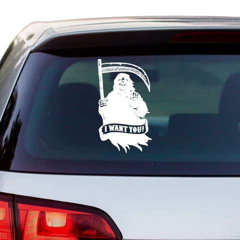 Wanted Sensenmann Aufkleber - Beispielansicht