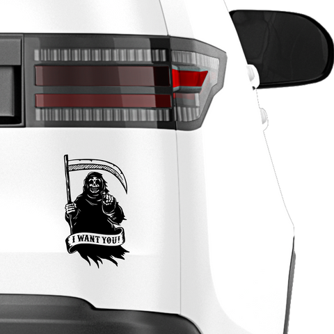 Wanted Sensenmann Aufkleber - Beispielansicht