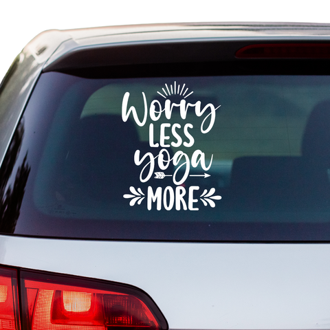Worry less Yoga more Aufkleber - Beispielansicht