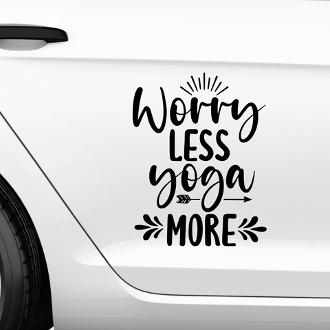 Worry less Yoga more Aufkleber - Beispielansicht