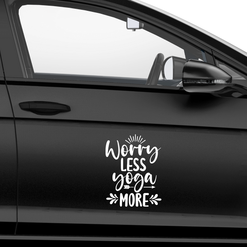 Worry less Yoga more Aufkleber - Beispielansicht