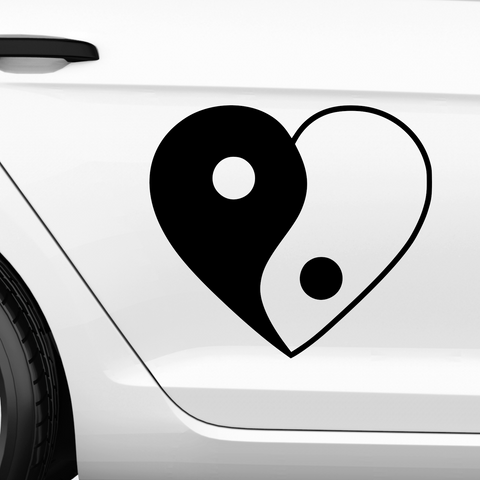 YingYang Herz Aufkleber - Beispielansicht