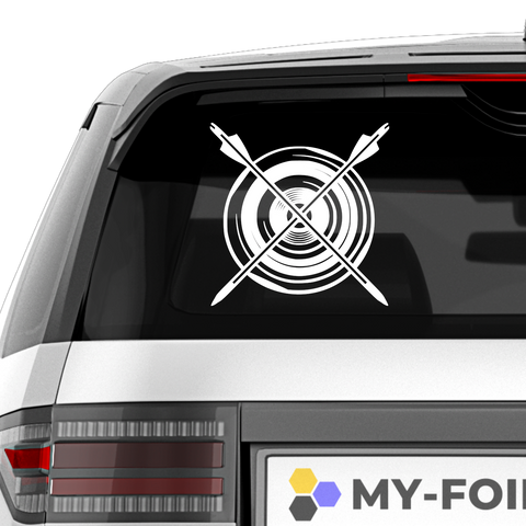 Zielscheibe 2 Pfeile über Kreuz Aufkleber - Beispielansicht