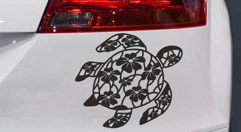 Schildkröte Hawaii mit Lotusmuster Autoaufkleber