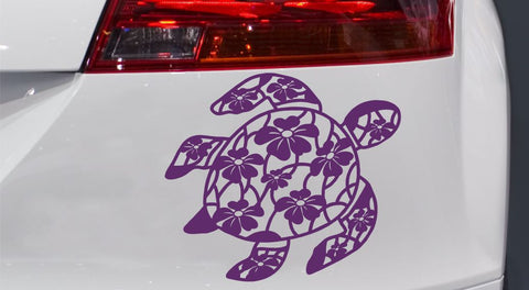 Schildkröte Hawaii mit Lotusmuster Autoaufkleber