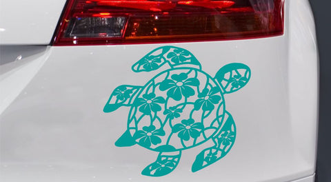 Schildkröte Hawaii mit Lotusmuster Autoaufkleber