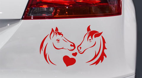 2 Pferde mit Herz Autoaufkleber