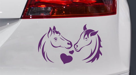 2 Pferde mit Herz Autoaufkleber