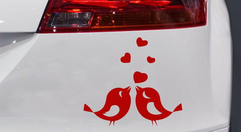 Turteltauben mit Herzen Autoaufkleber