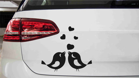 Turteltauben mit Herzen Autoaufkleber