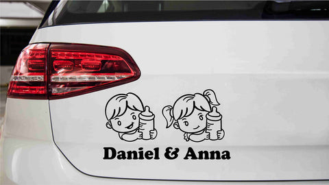 Kids on Board Geschwister Autoaufkleber