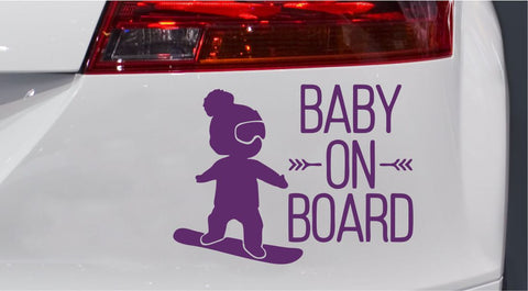 Snowboard Baby on Board Autoaufkleber