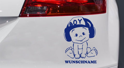 Baby Junge mit Kopfhörer Autoaufkleber
