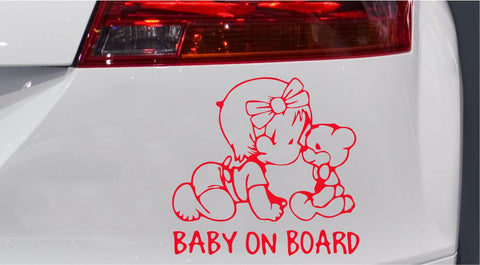 Mädchen mit Teddy Baby on Board Autoaufkleber