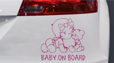 Mädchen mit Teddy Baby on Board Autoaufkleber