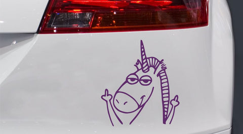 Einhorn Mittelfinger Autoaufkleber