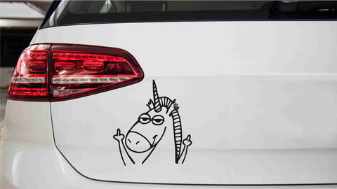 Einhorn Mittelfinger Autoaufkleber
