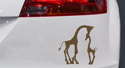 Giraffenmutter mit Kind Autoaufkleber