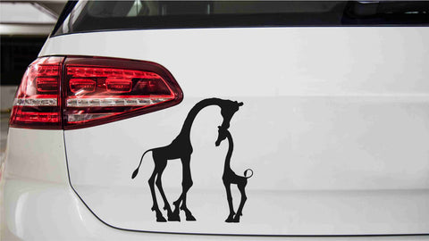 Giraffenmutter mit Kind Autoaufkleber