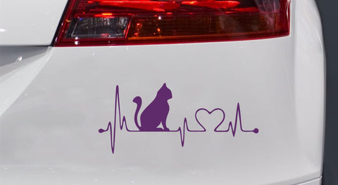 Herzschlag Katze mit Herz Autoaufkleber