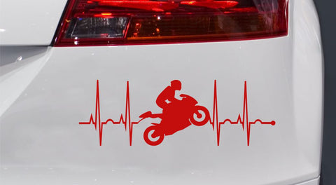 Herzschlag Motorrad Biker Wheelie Autoaufkleber