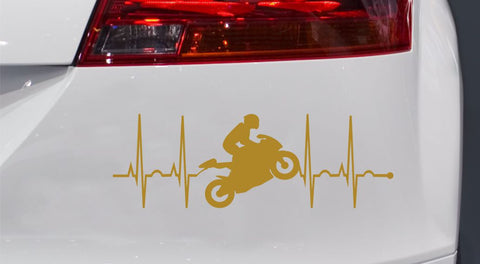 Herzschlag Motorrad Biker Wheelie Autoaufkleber