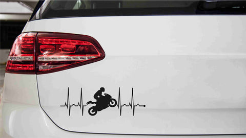 Herzschlag Motorrad Biker Wheelie Autoaufkleber