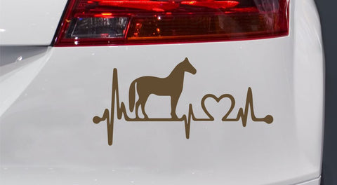 Herzschlag mit Pferd Autoaufkleber