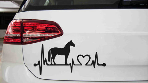 Herzschlag mit Pferd Autoaufkleber