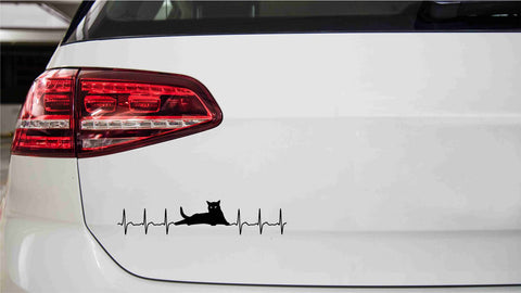 Herzschlag Schwarze Katze Autoaufkleber