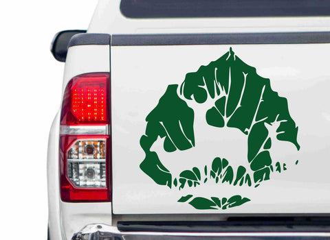 Hirschfamilie im Blatt Autoaufkleber