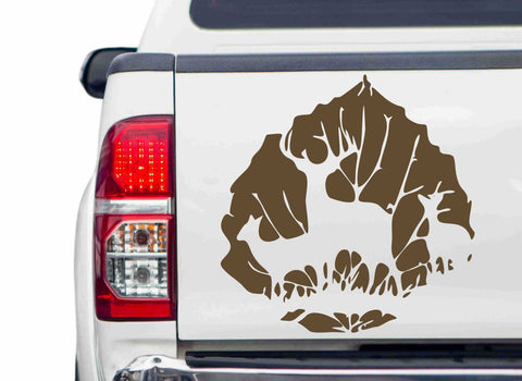 Hirschfamilie im Blatt Autoaufkleber