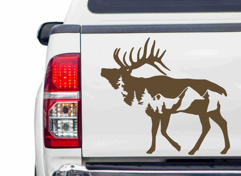 Hirsch mit Berge Autoaufkleber