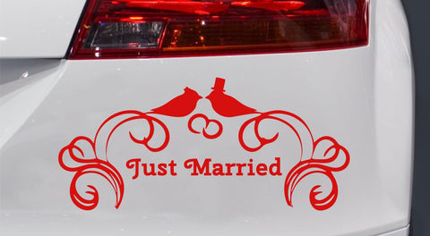 Hochzeit Just Married Autoaufkleber