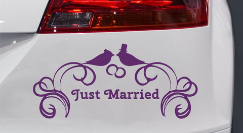 Hochzeit Just Married Autoaufkleber